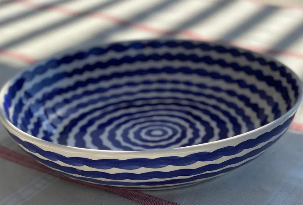 Cobalt Squiggle Serving Bowl