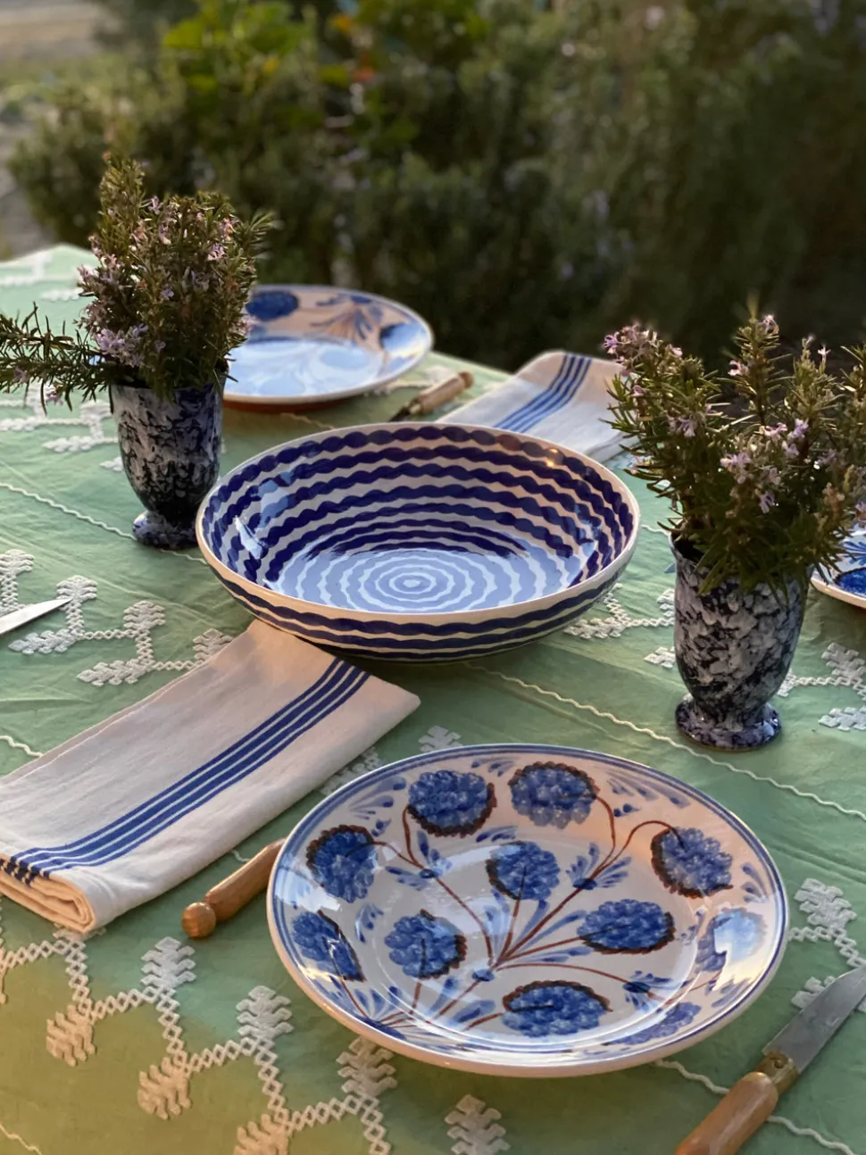 Cobalt Squiggle Serving Bowl