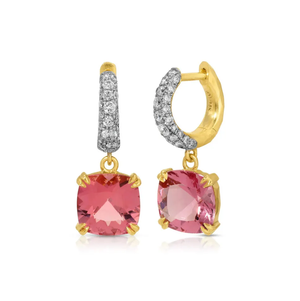 Cobblestone Micro Diamond Hoop with Morganite