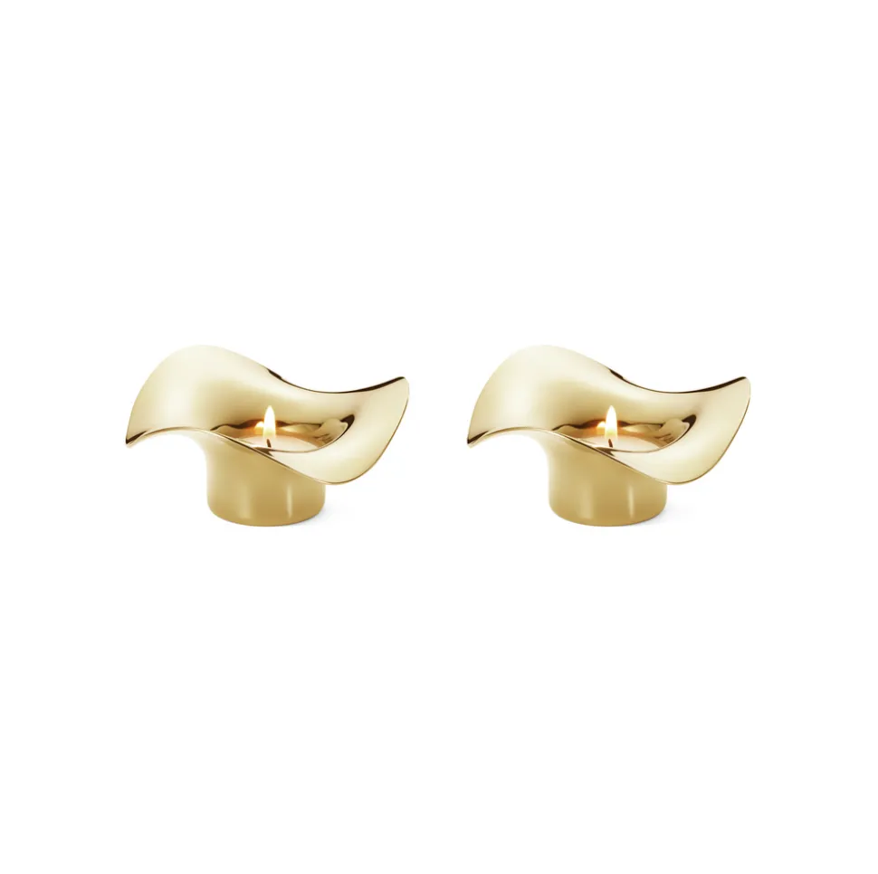 Cobra Tealight Sterling Silver Gold Plated, Set of 2