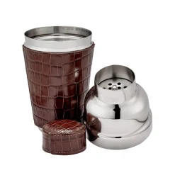 Cocktail Shaker in Crocodile Embossed Leather