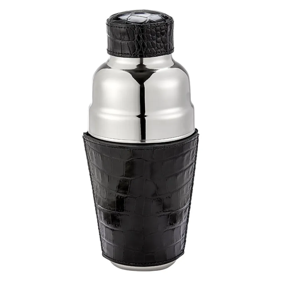 Cocktail Shaker in Crocodile Embossed Leather