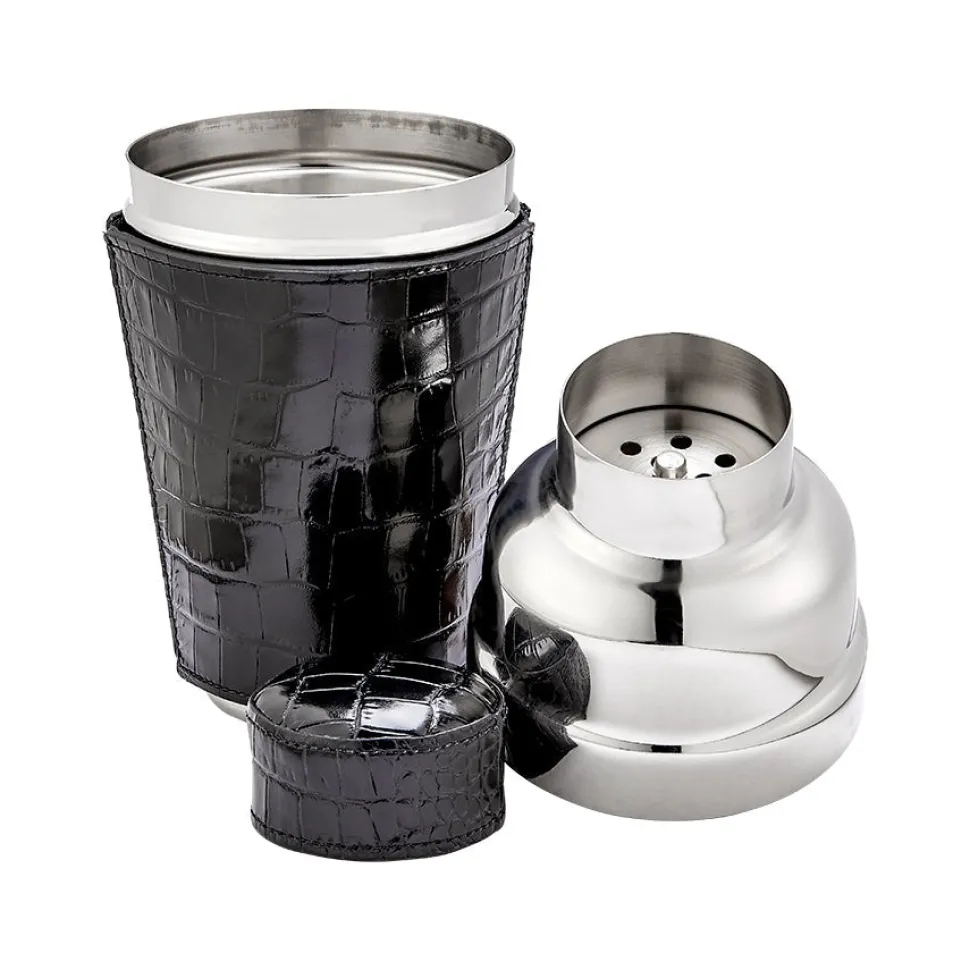 Cocktail Shaker in Crocodile Embossed Leather