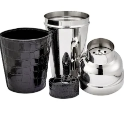 Cocktail Shaker in Crocodile Embossed Leather