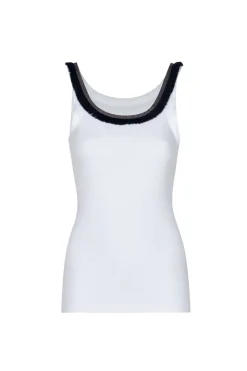 Coco Hand Embroidered Tank Top in White