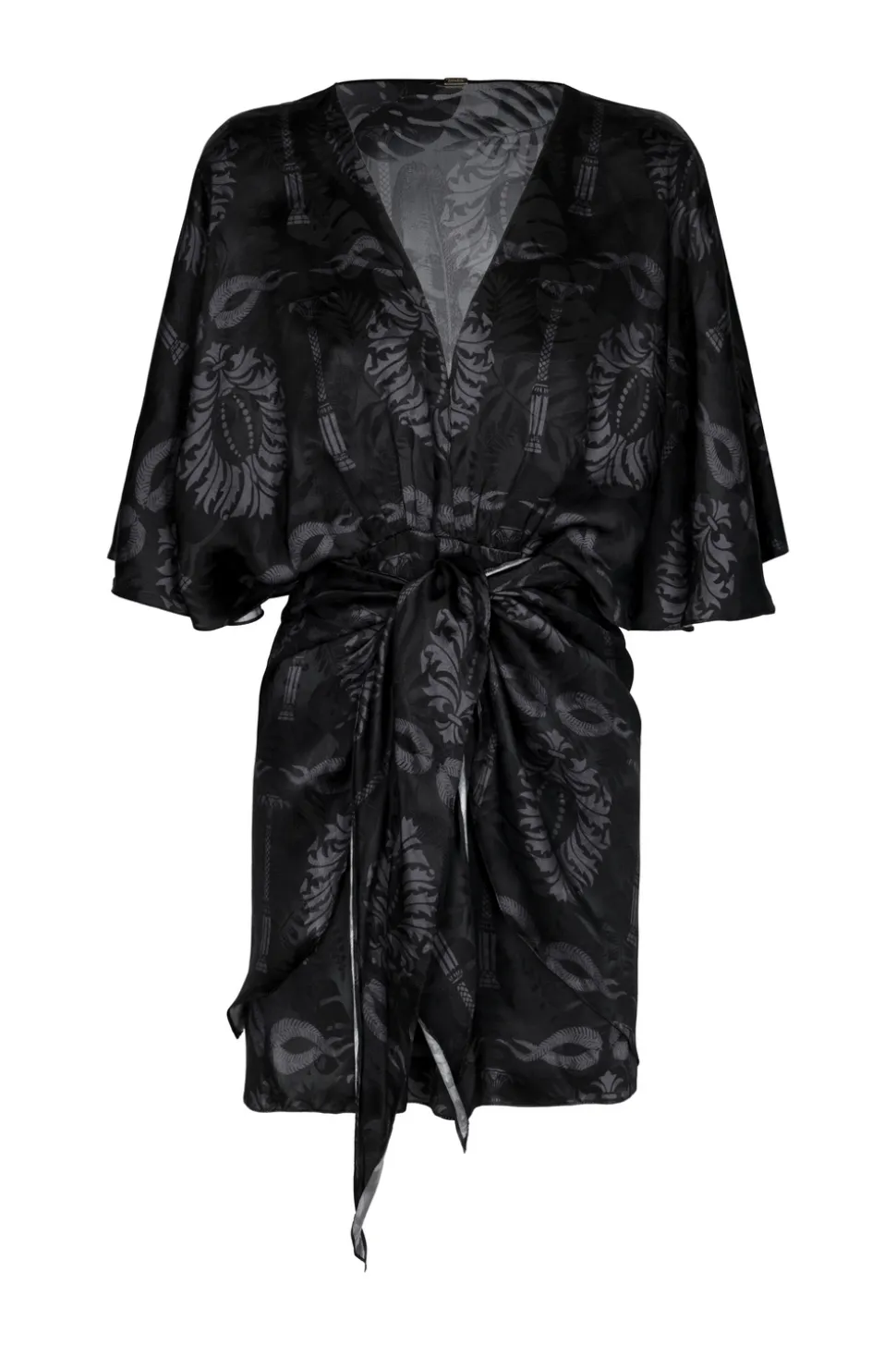 Coco Silk Jacquard Mini Dress in Black