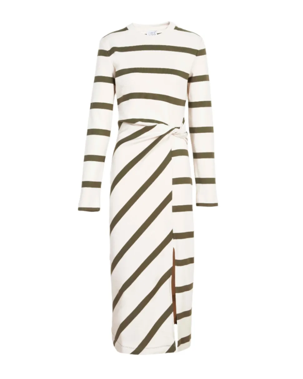 Cody Dress in Cream & Fern Wide Stripe