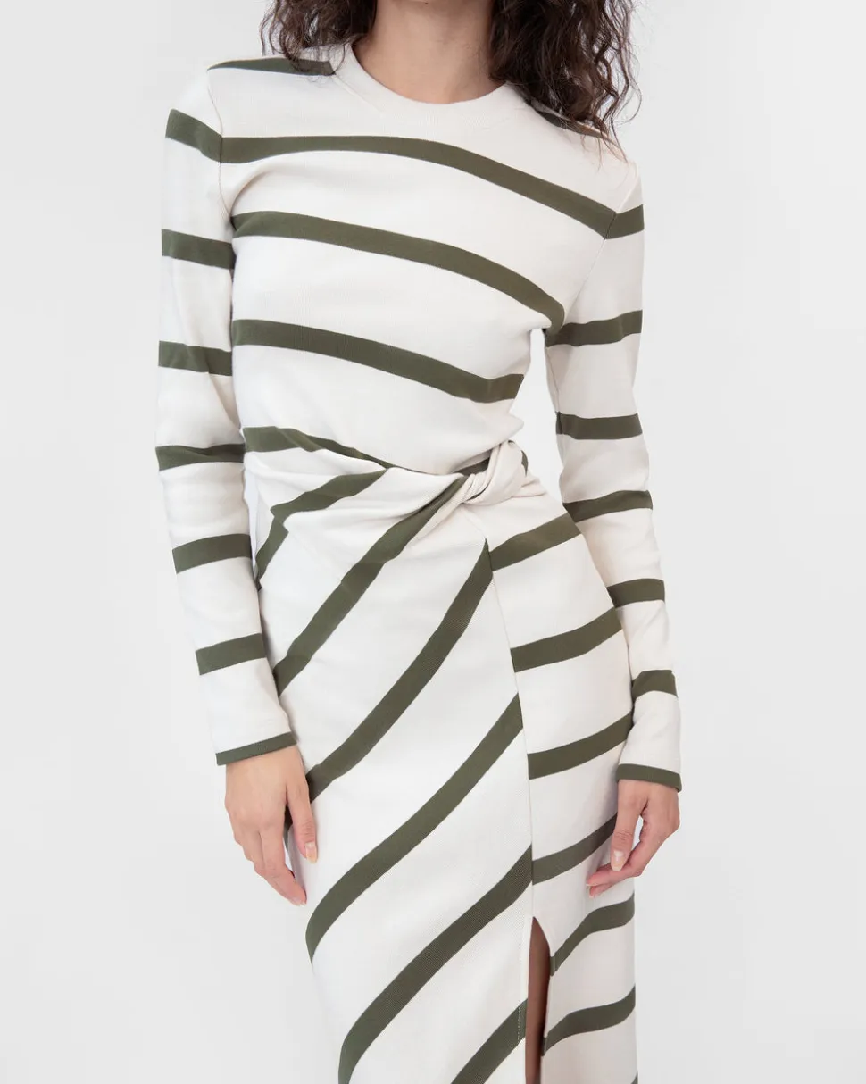 Cody Dress in Cream & Fern Wide Stripe
