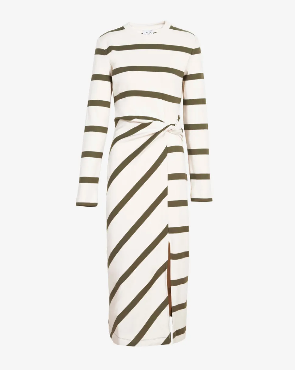 Cody Dress in Cream & Fern Wide Stripe