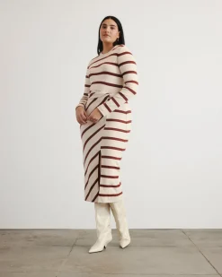 Cody Dress in Cream & Raisin Wide Stripe