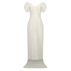 Colette Dress in White Floral Brocade