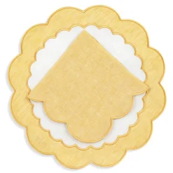 Colette Linen Placemats and Napkins, Set of 12 in Yellow