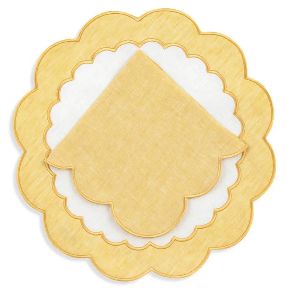Colette Linen Placemats and Napkins, Set of 12 in Yellow