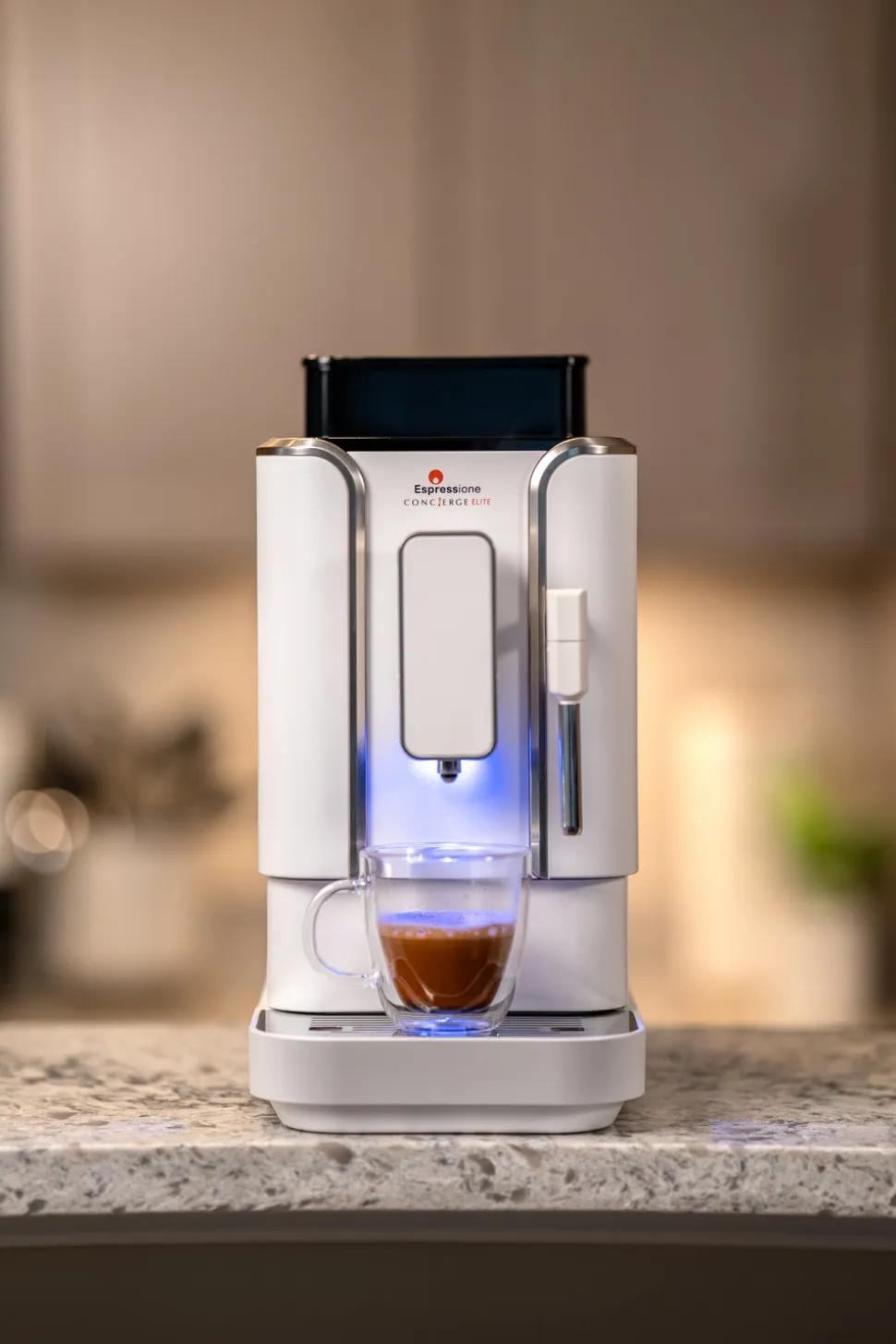 Concierge Elite Fully Automatic Bean to Cup Espresso Machine in Diamond White