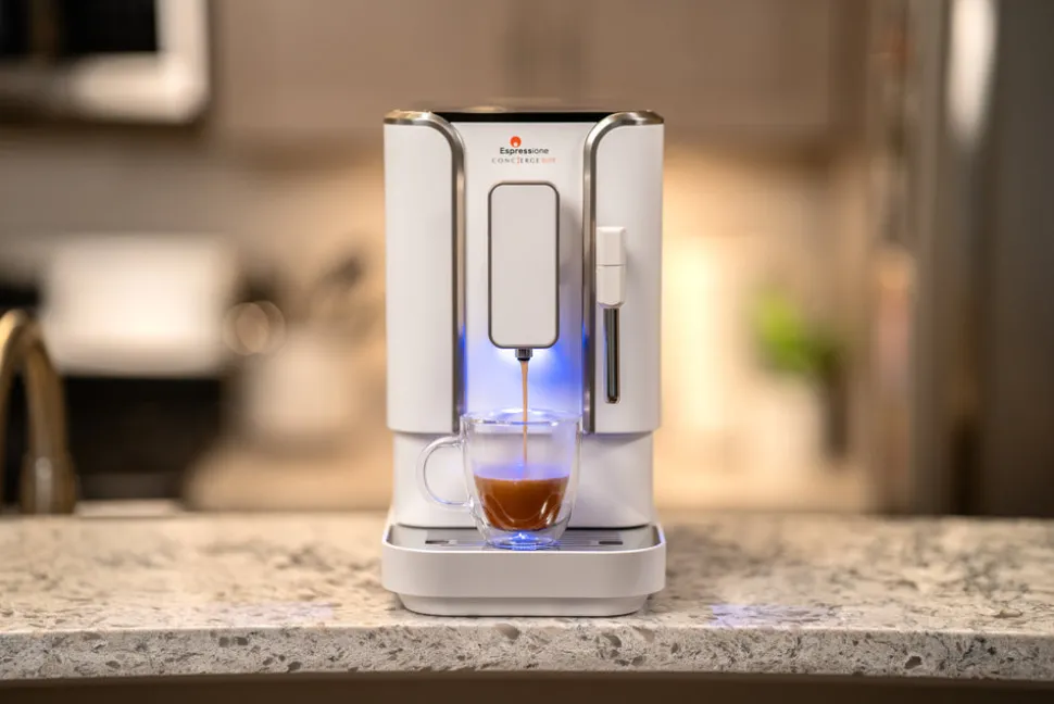 Concierge Elite Fully Automatic Bean to Cup Espresso Machine in Diamond White