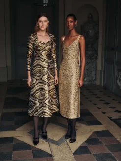 Constance Metallic Jacquard Midi Dress