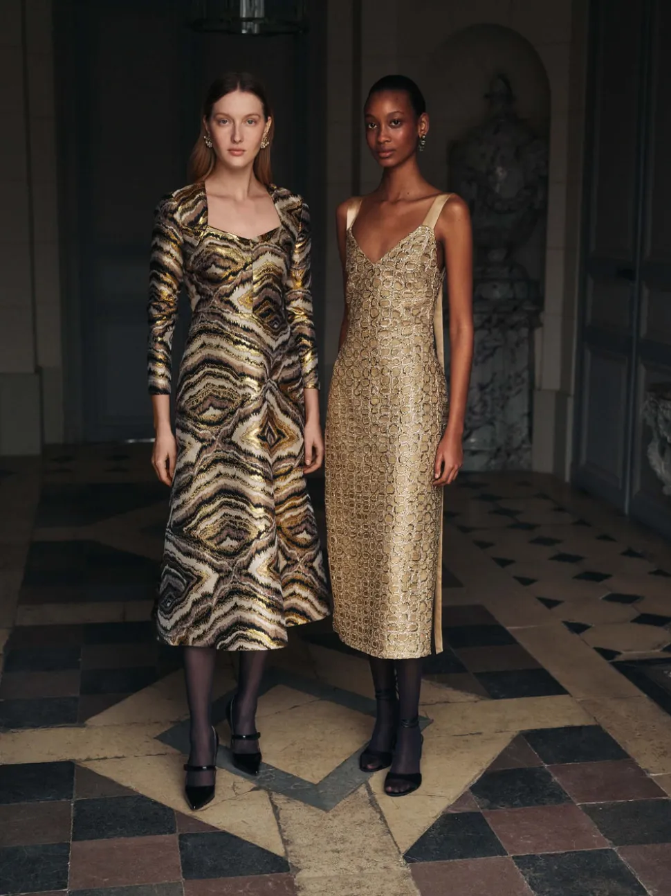 Constance Metallic Jacquard Midi Dress