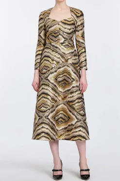 Constance Metallic Jacquard Midi Dress