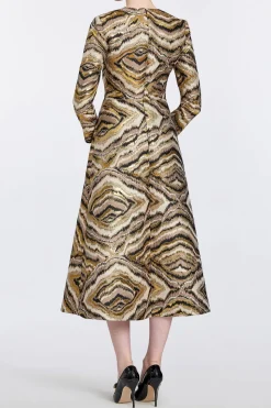 Constance Metallic Jacquard Midi Dress