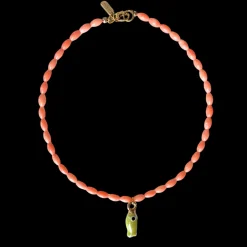 Coral Beaded Fish Necklace