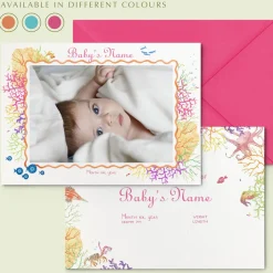 Coral Birth Announcement with Photo