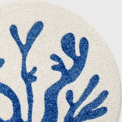 Coral Hand Beaded Placemat in Cobalt