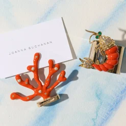 Coral Placecard Holders in Coral, Set of Two