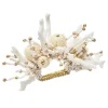 Coral Spray Napkin Ring in White & Natural, Set of 4