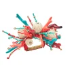Coral Spray Napkin Ring in Natural, Coral & Turquoise, Set of 4