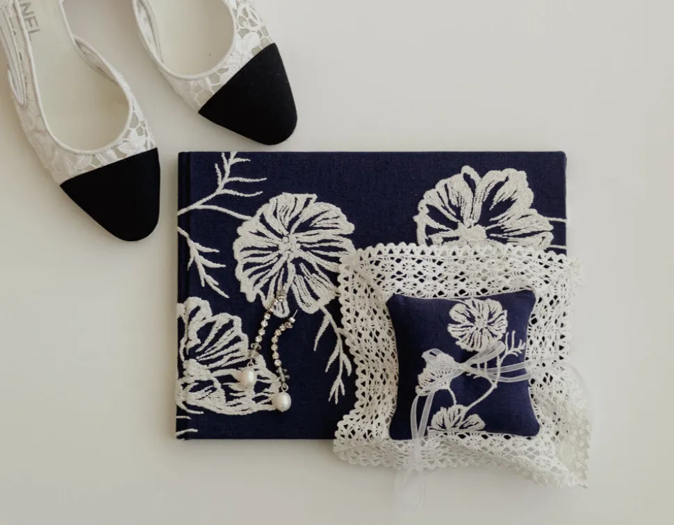 Cosmo Lace Pillow in Navy