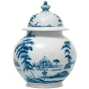 Country Estate Delft Blue 10" Lidded Ginger Jar Garden Follies