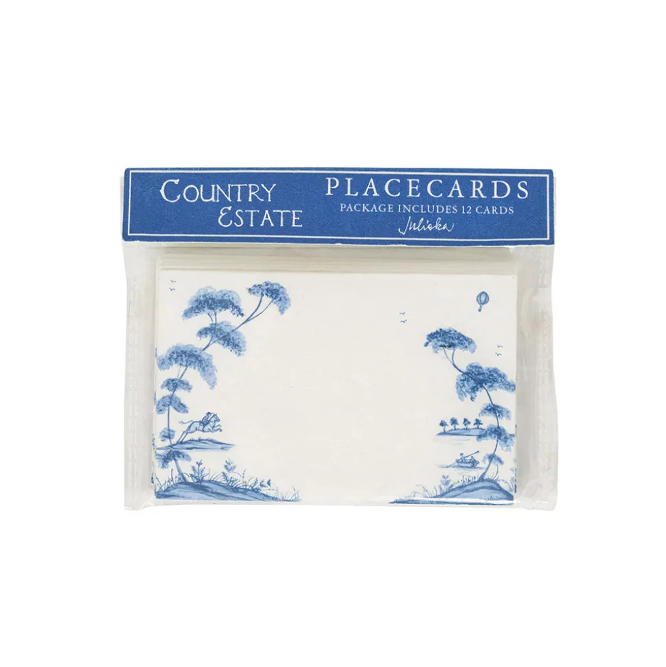 Country Estate Place Card, Set of 12 in Delft Blue