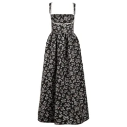 Coupe Dress in Metallic Blue Brocade