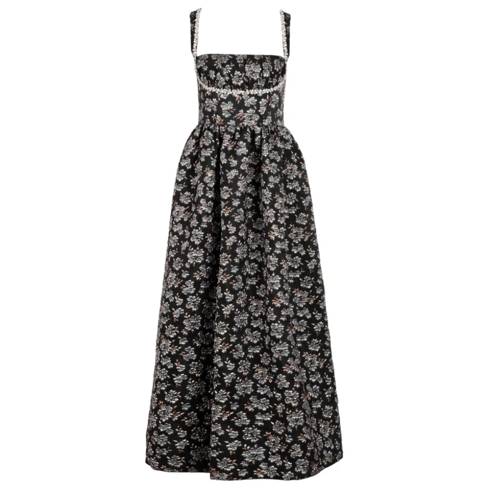 Coupe Dress in Metallic Blue Brocade