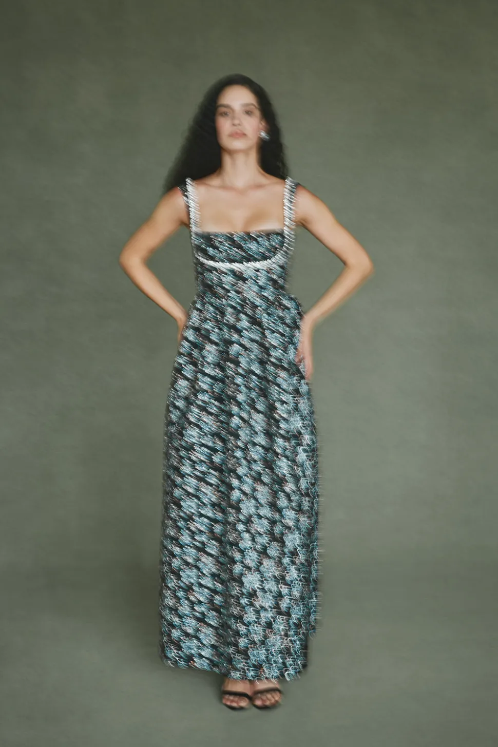 Coupe Dress in Metallic Blue Brocade