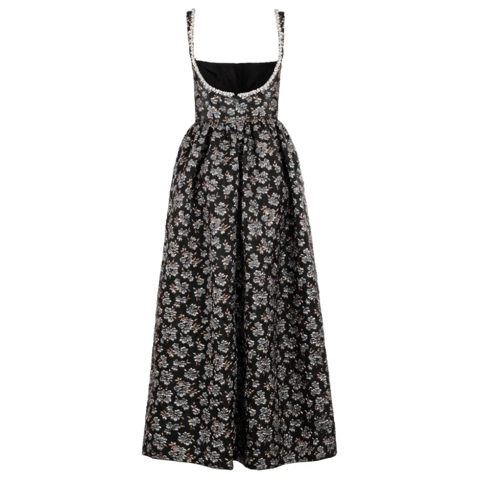 Coupe Dress in Metallic Blue Brocade