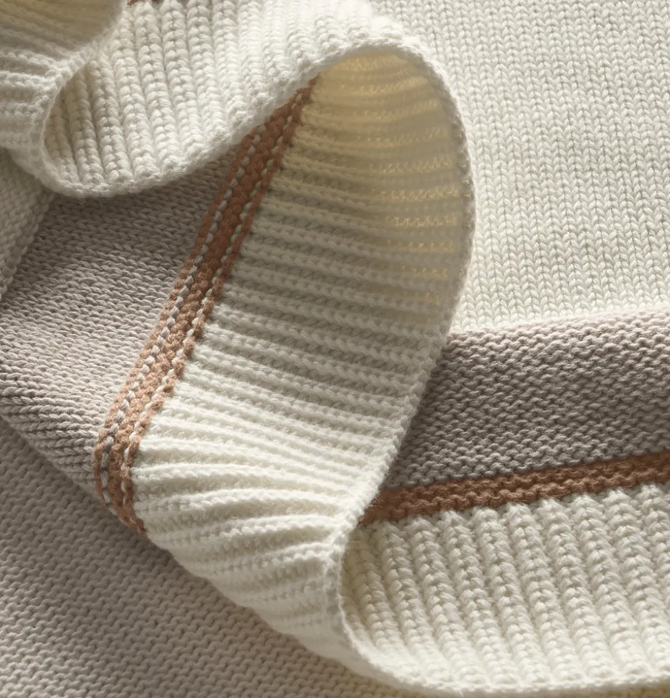 Court Knit Throw Blanket in Cream