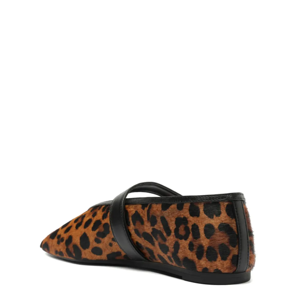 Courtney Buckle Hair Calf Flat in Natural/Black