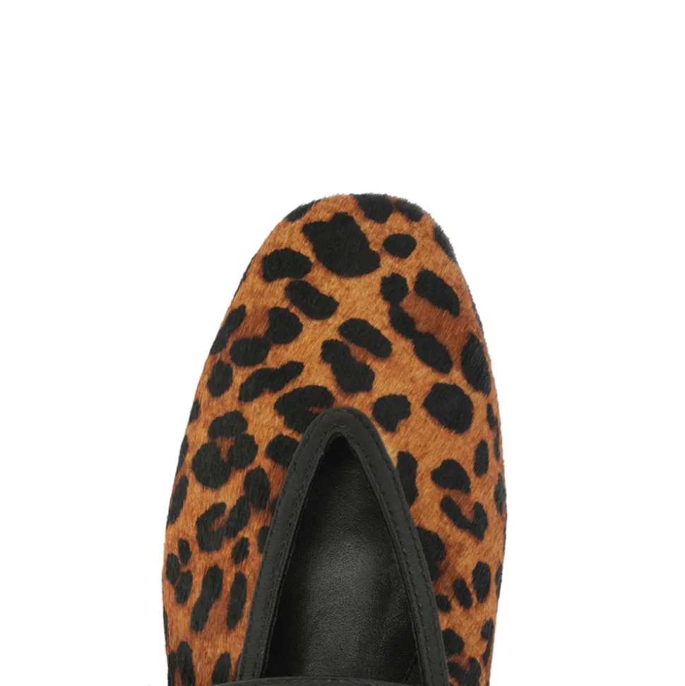 Courtney Buckle Hair Calf Flat in Natural/Black