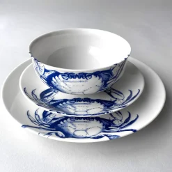 Crab Coupe Salad Plate Blue