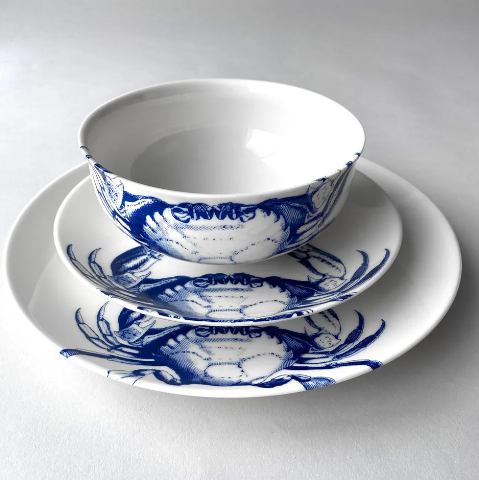 Crab Coupe Salad Plate Blue