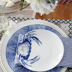 Crabs Blue Canapé Plates Boxed, Set of 4
