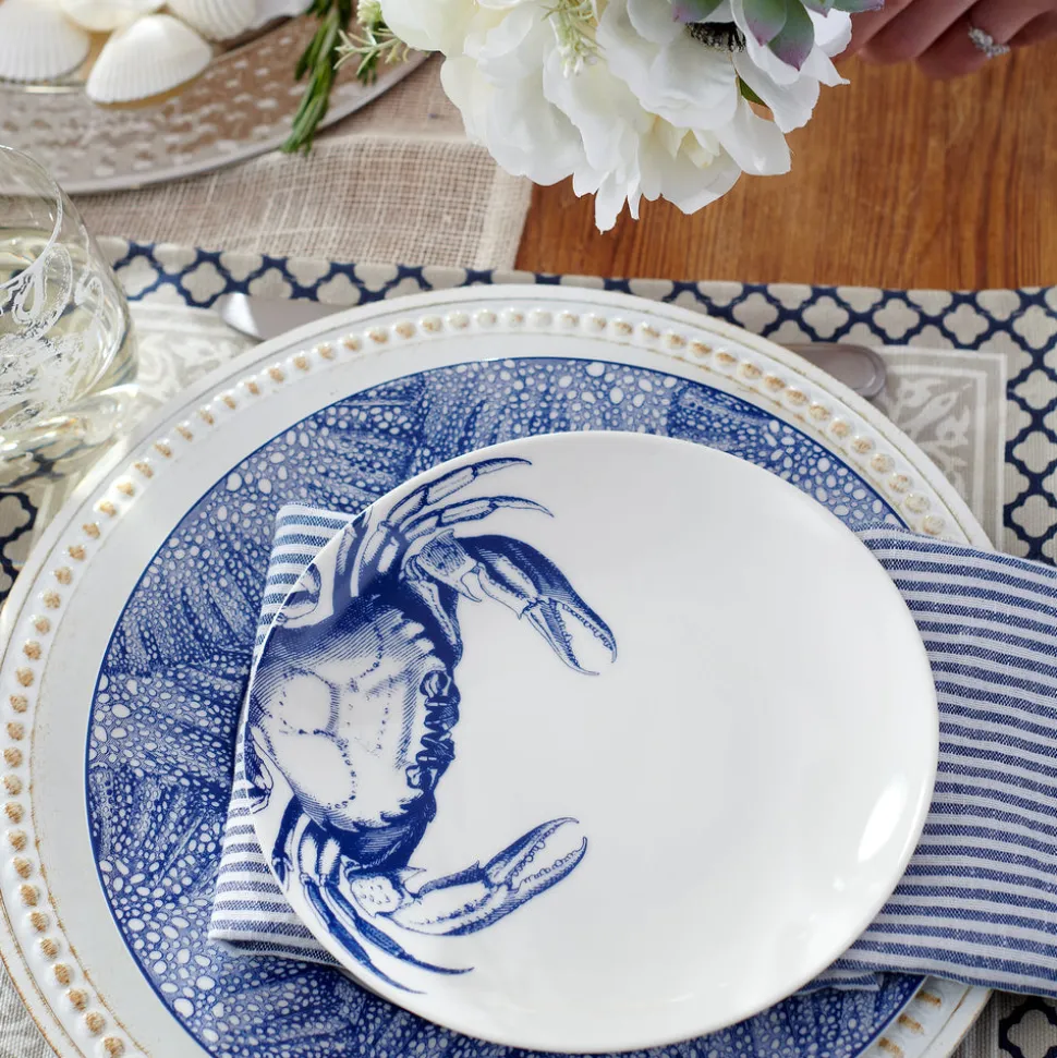 Crabs Blue Canapé Plates Boxed, Set of 4
