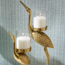Crane Candle Holder, Set of 2