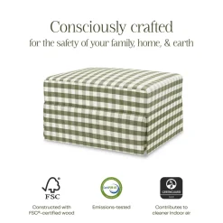 Crawford Gliding Ottoman in Moss Green Gingham