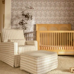 Crawford Gliding Ottoman in Tan Gingham
