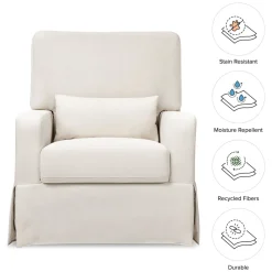 Crawford Pillowback Comfort Swivel Glider in Performance Cream Eco-Weave