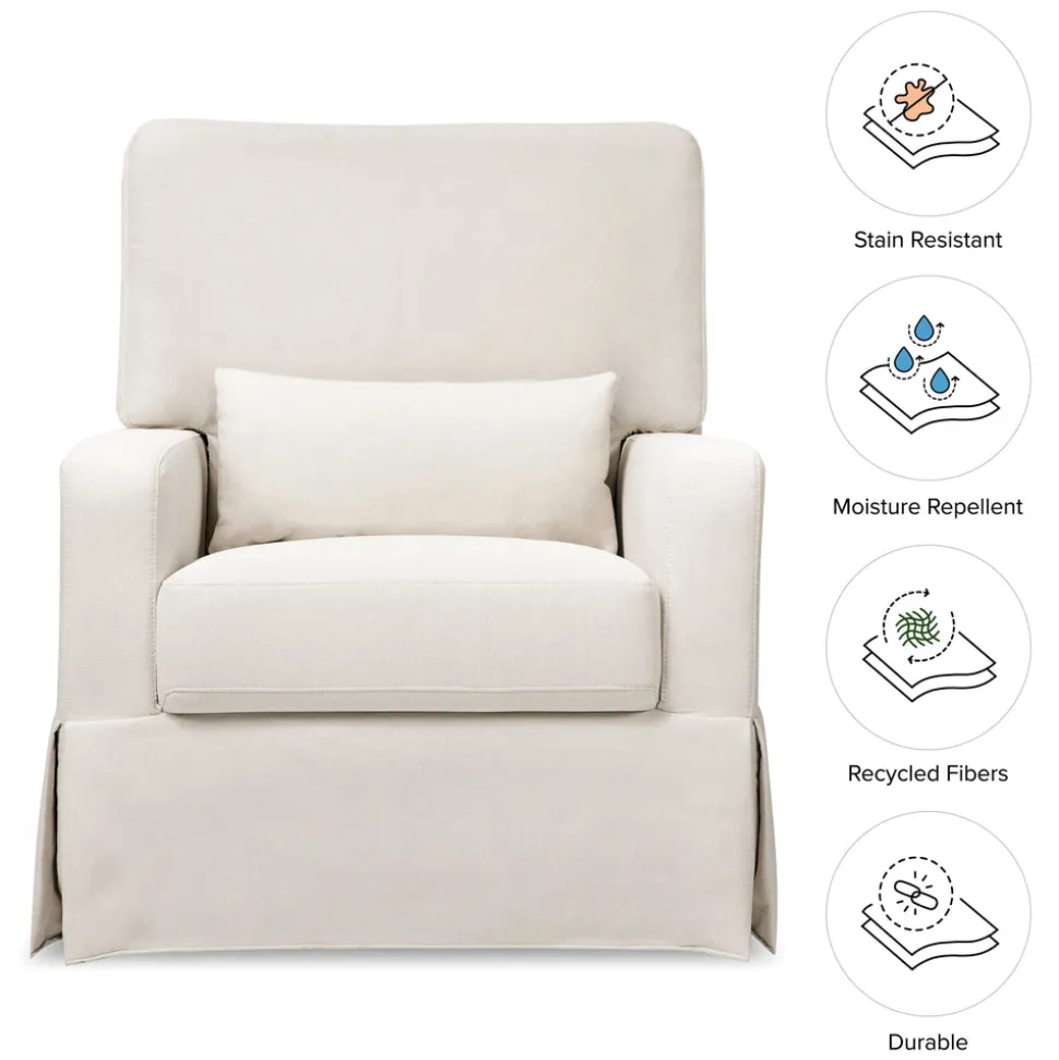 Crawford Pillowback Comfort Swivel Glider in Performance Cream Eco-Weave