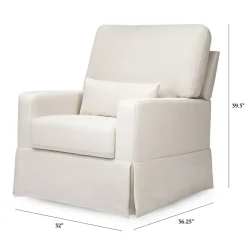 Crawford Pillowback Comfort Swivel Glider in Performance Cream Eco-Weave