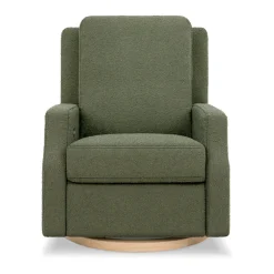 Crewe Electronic Recliner and Swivel Glider in Olive Boucle with Light Wood Base